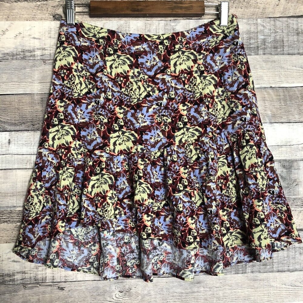 Free People Nadia Floral Ruffled Skirt Size 4 Mini Faux Wrap Gathered